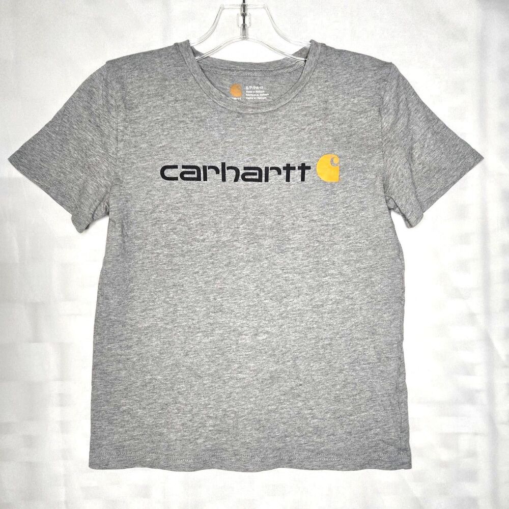 CARHARTT Shirt Gray Loose Fit Short Sleeve T-Shirt Kids Size Small 8-10 NWOT